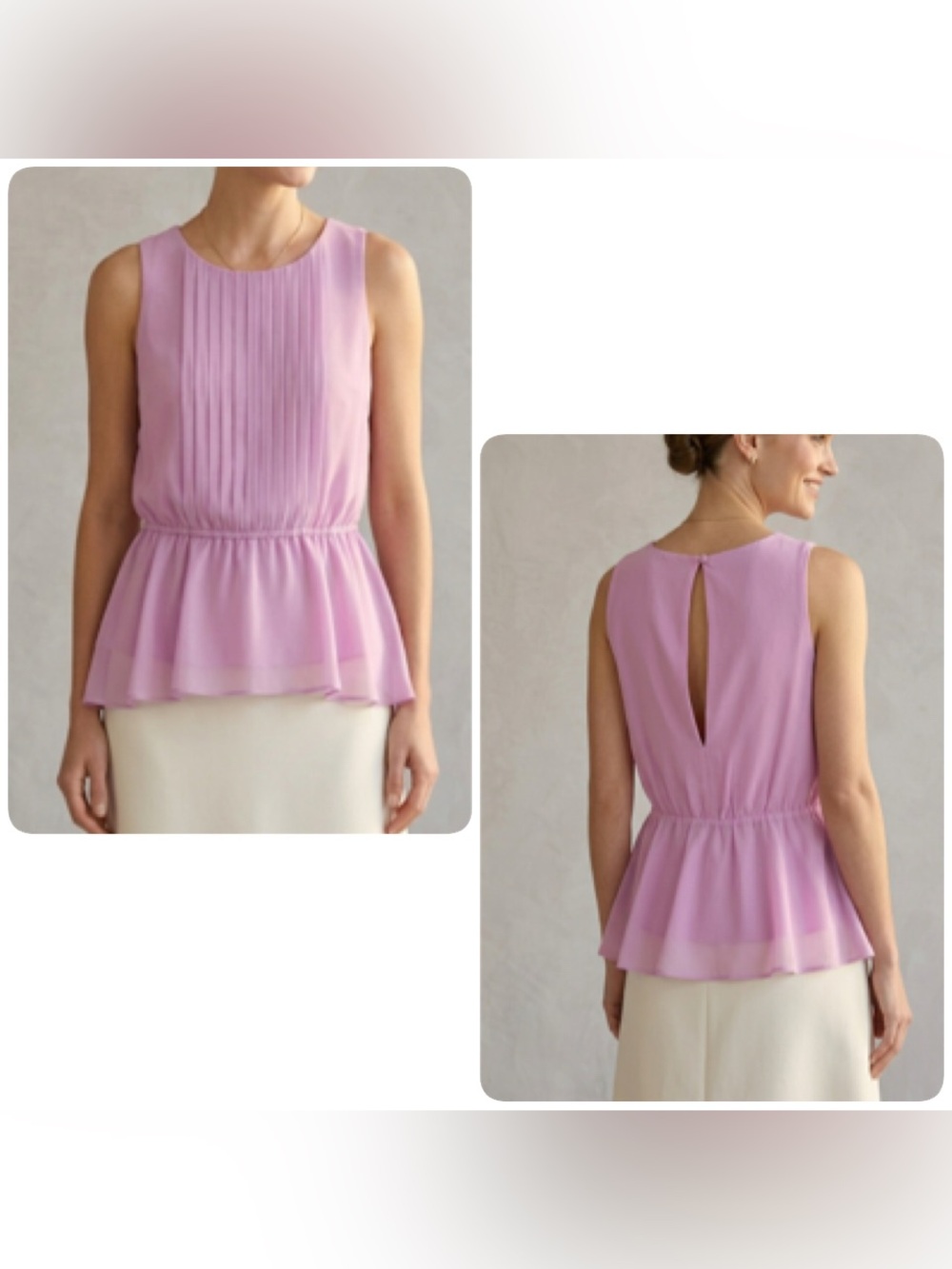 Bisou Bisou Sleeveless Pleated Peplum Top - Lavender Pink